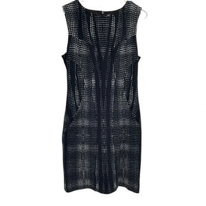 Diane Von Furstenberg Mackenzie Sheath Dress Black White Abstract Sleeveless 12